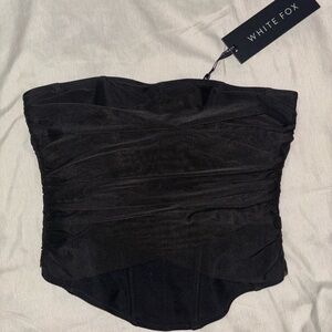 White Fox Black Strapless Bustier